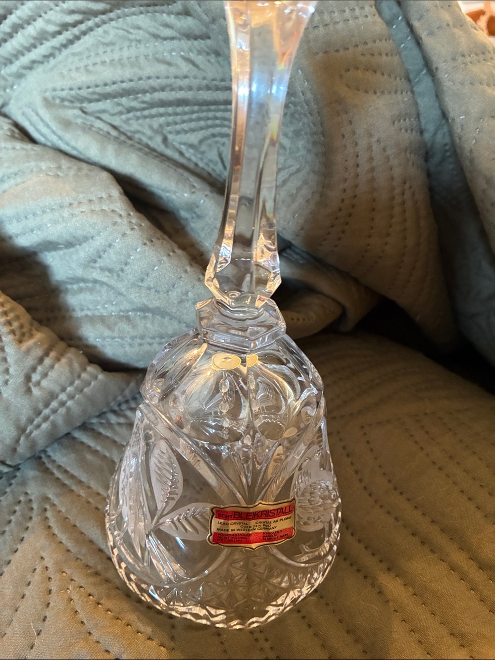 Vintage Bleikristall Lead Crystal Hand Bell in Clear -
